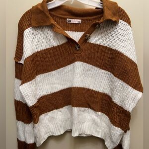 SO Women's Brown and White Striped Sweater